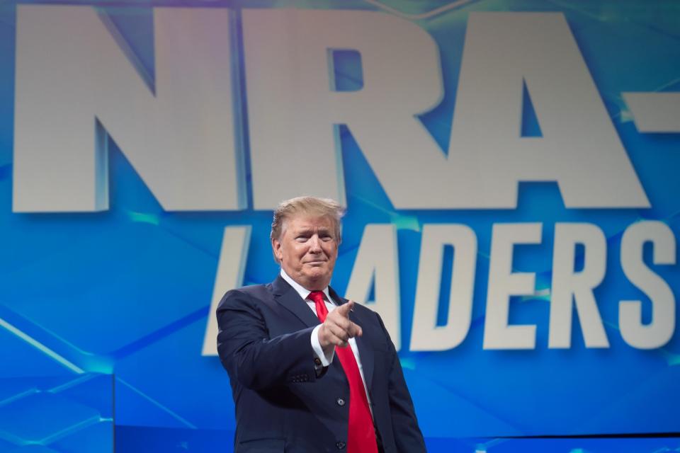 President Donald Trump speaks during the National Rifle Association Annual Meeting: Getty