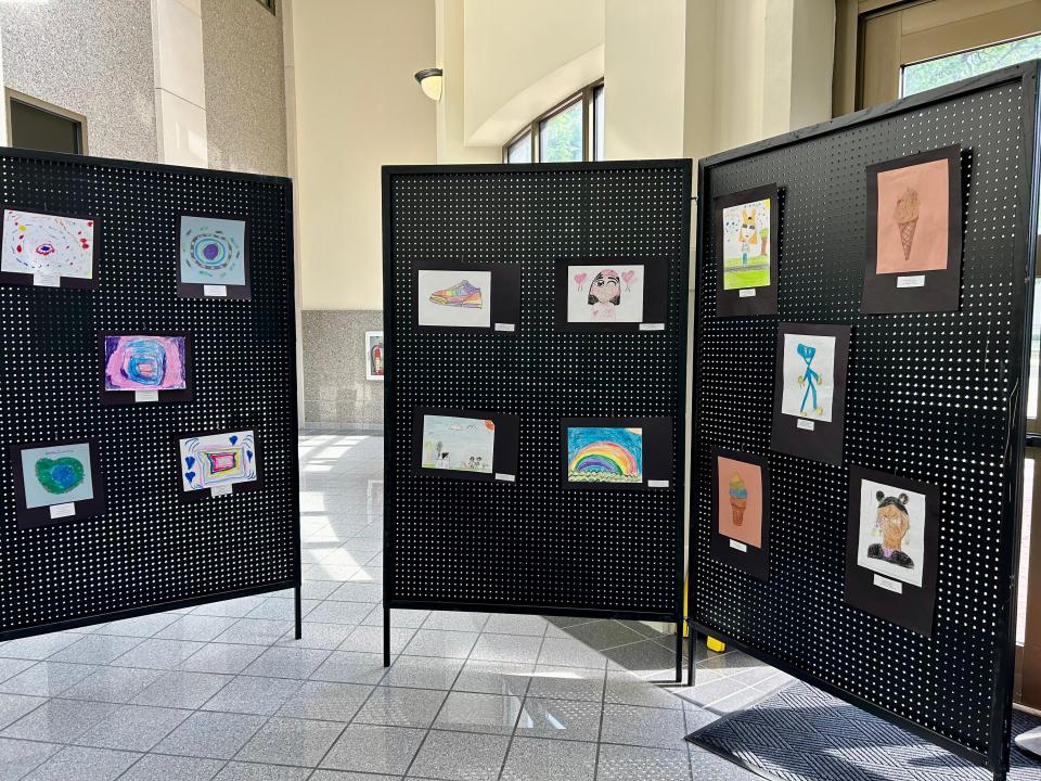 Student artwork from various Jackson-Madison County schools on display at City Hall on April 26, 2024 in Jackson, Tenn.