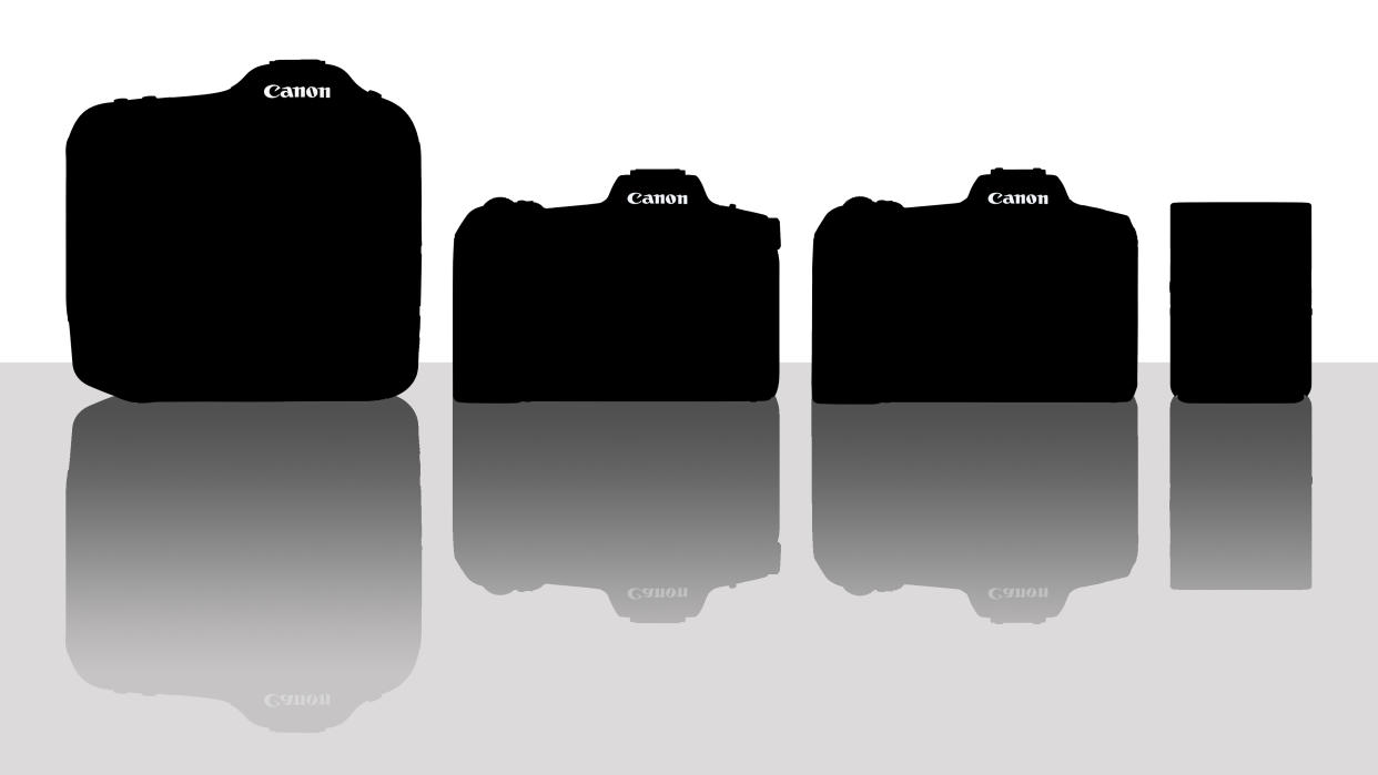  Four mystery Canon cameras, in silhouette. 