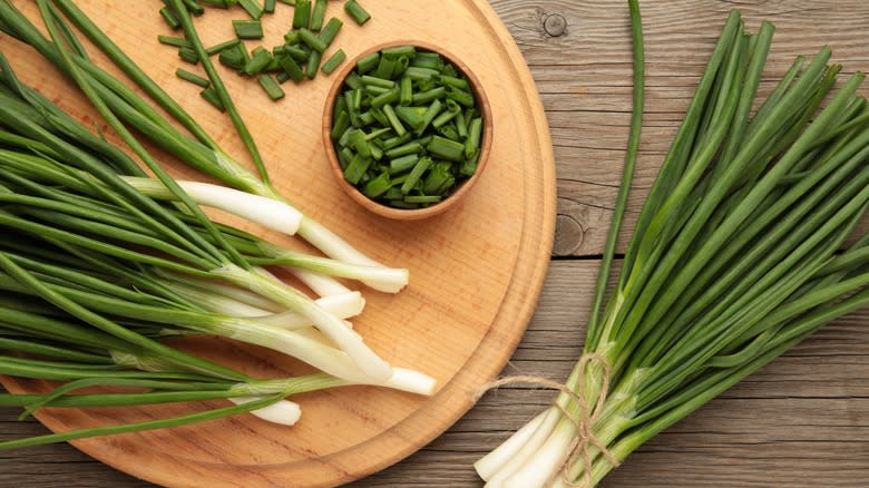 chopped and whole green onions
