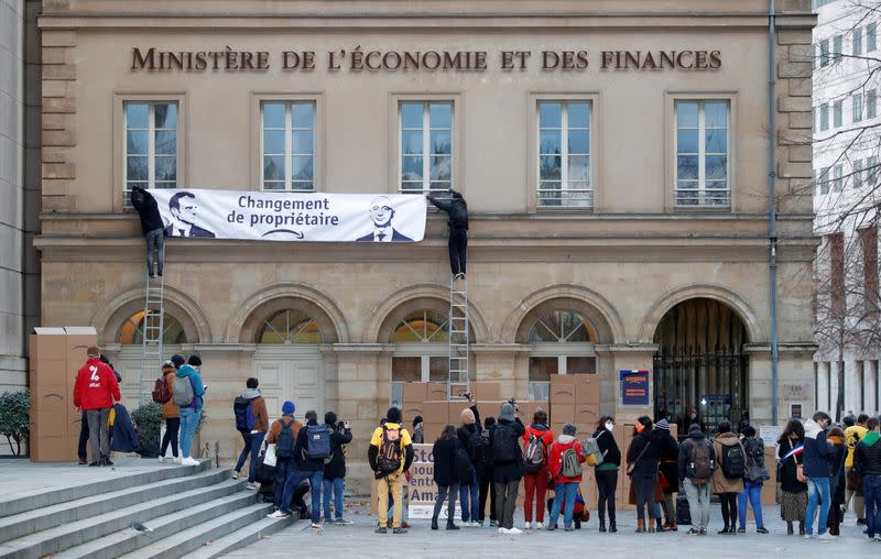 French activists demonstrate against Amazon in Paris