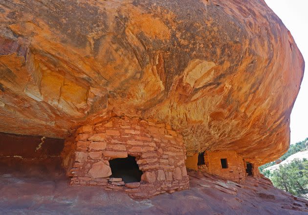 Ancient granaries, part of the House on Fire ruins, are shown here in the South Fork of Mule Canyon in the Bears Ears National Monument on May 12, 2017, outside Blanding, Utah.  (Photo: George Frey via Getty Images)