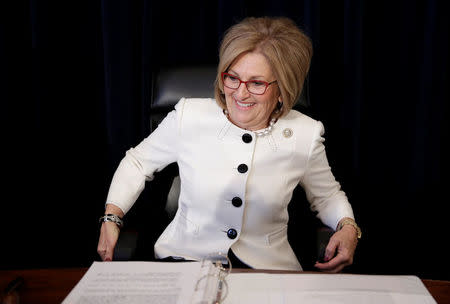 House Budget Committee Chairman Diane Black (R-TN) arrives for the markup of the American Healthcare Act on Capitol Hill in Washington, U.S., March 16, 2017. REUTERS/Joshua Roberts