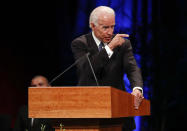 <p>Former Vice President Joe Biden gives a tribute during memorial service at North Phoenix Baptist Church for Sen. John McCain, R-Ariz., on Thursday, Aug. 30, 2018, in Phoenix. (Photo: Jae C. Hong/AP) </p>