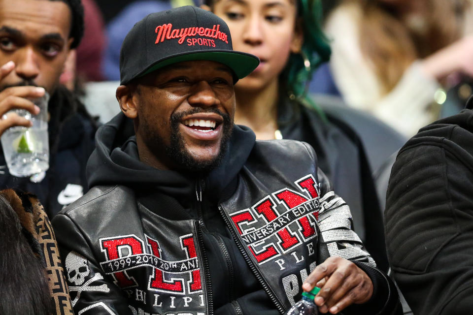 ATLANTA, GA - DECEMBER 27: Floyd Mayweather is seen at a game between the Atlanta Hawks and the Milwaukee Bucks at State Farm Arena on December 27, 2019 in Atlanta, Georgia. NOTE TO USER: User expressly acknowledges and agrees that, by downloading and or using this photograph, User is consenting to the terms and conditions of the Getty Images License Agreement. (Photo by Carmen Mandato/Getty Images)