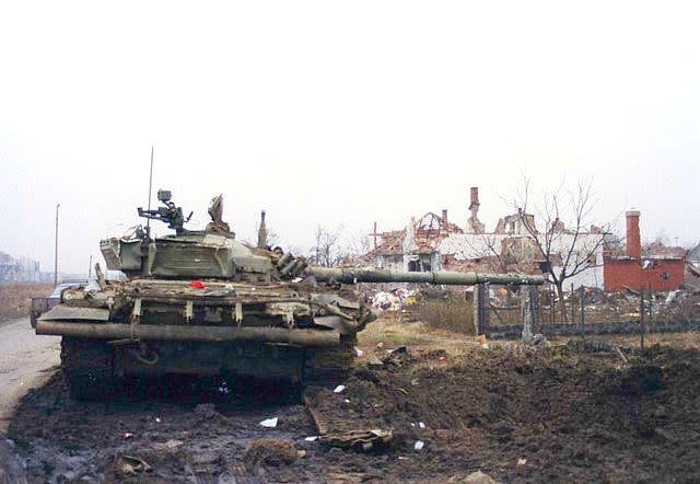 m 84 tank knocked out in the battle of vukovar pictured late november 1991