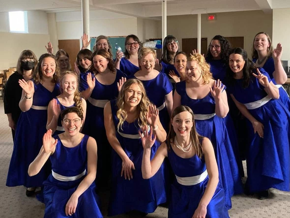 The Nove Voce Choral Society in Prince George, B.C., is composed of young women aged 15 and above.  (Nove Voce Choral Society/Facebook - image credit)