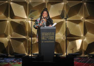 Missy Elliott speaks at the 50th annual Songwriters Hall of Fame induction and awards ceremony Thursday, June 13, 2019, in New York. (Photo by Brad Barket/Invision/AP)