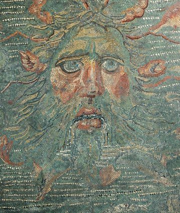 The god of the ocean. Detail of an 8x3 meter floor pattern. 3rd Century AD, Bardo National Museum.