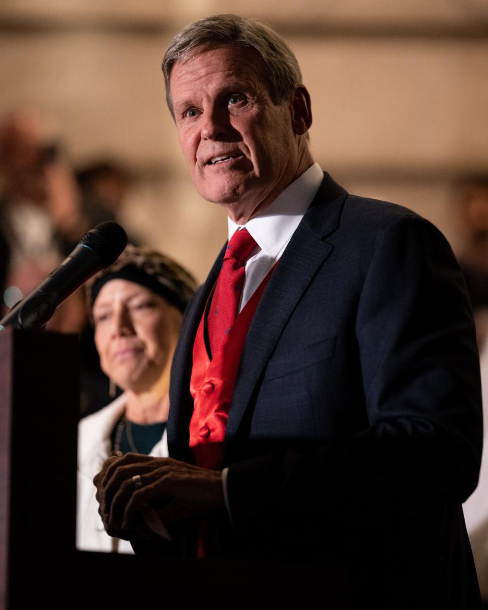 Governor Bill Lee speaks during the annual Christmas at the Capitol celebration event at the State Capitol in Nashville, Tenn., Monday, Nov. 28, 2022.