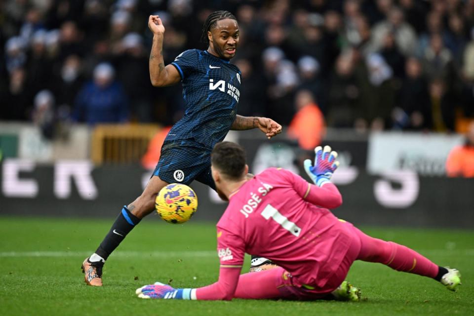 Raheem Sterling wasted a huge first-half chance for Chelsea (AFP via Getty Images)