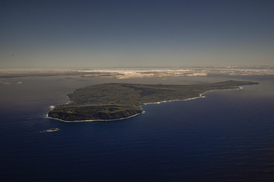 Rapa Nui is surrounded by the southeastern Pacific Ocean, Sunday, Nov. 20, 2022. The Polynesian territory now belongs to Chile and is widely known as Easter Island. (AP Photo/Esteban Felix)