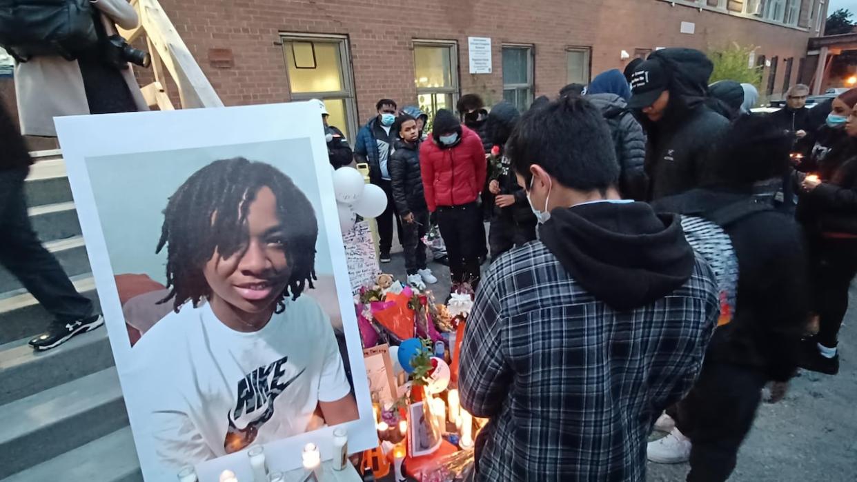 Jannai Dopwell-Bailey, 16, was killed after being stabbed outside of his school in Côte-des-Neiges in October 2021. (Jean-Philippe Hughes/Radio-Canada - image credit)