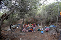 African migrants sleep in their hiding place in the Moroccan mountains near the city of Tangier, Morocco September 6, 2018. REUTERS/Youssef Boudlal