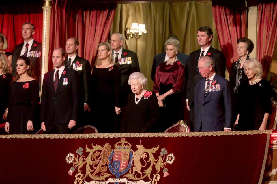 Queen Elizabeth, 93, sat in between Prince William and Prince Charles at the event.