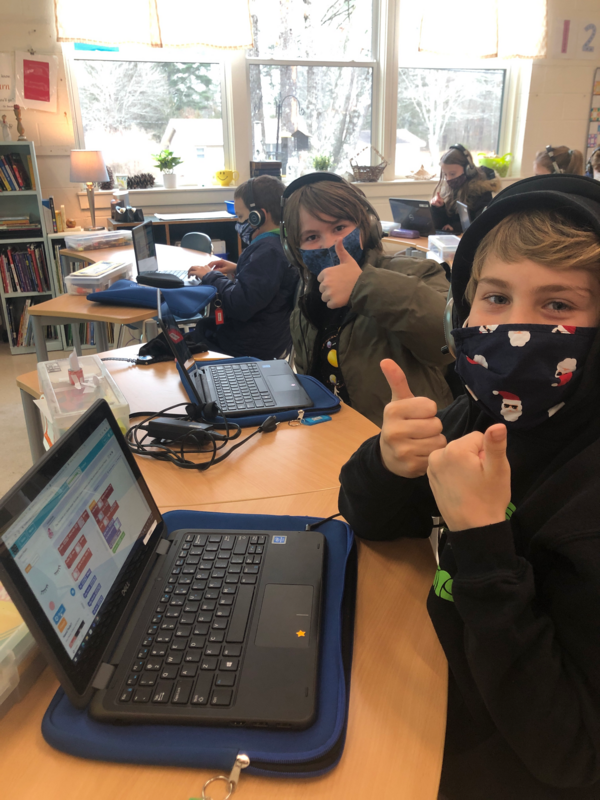 Fourth-grade students Max Knezevic and Cole Scherer took part in Oyster River's Coding and Cocoa event this week.