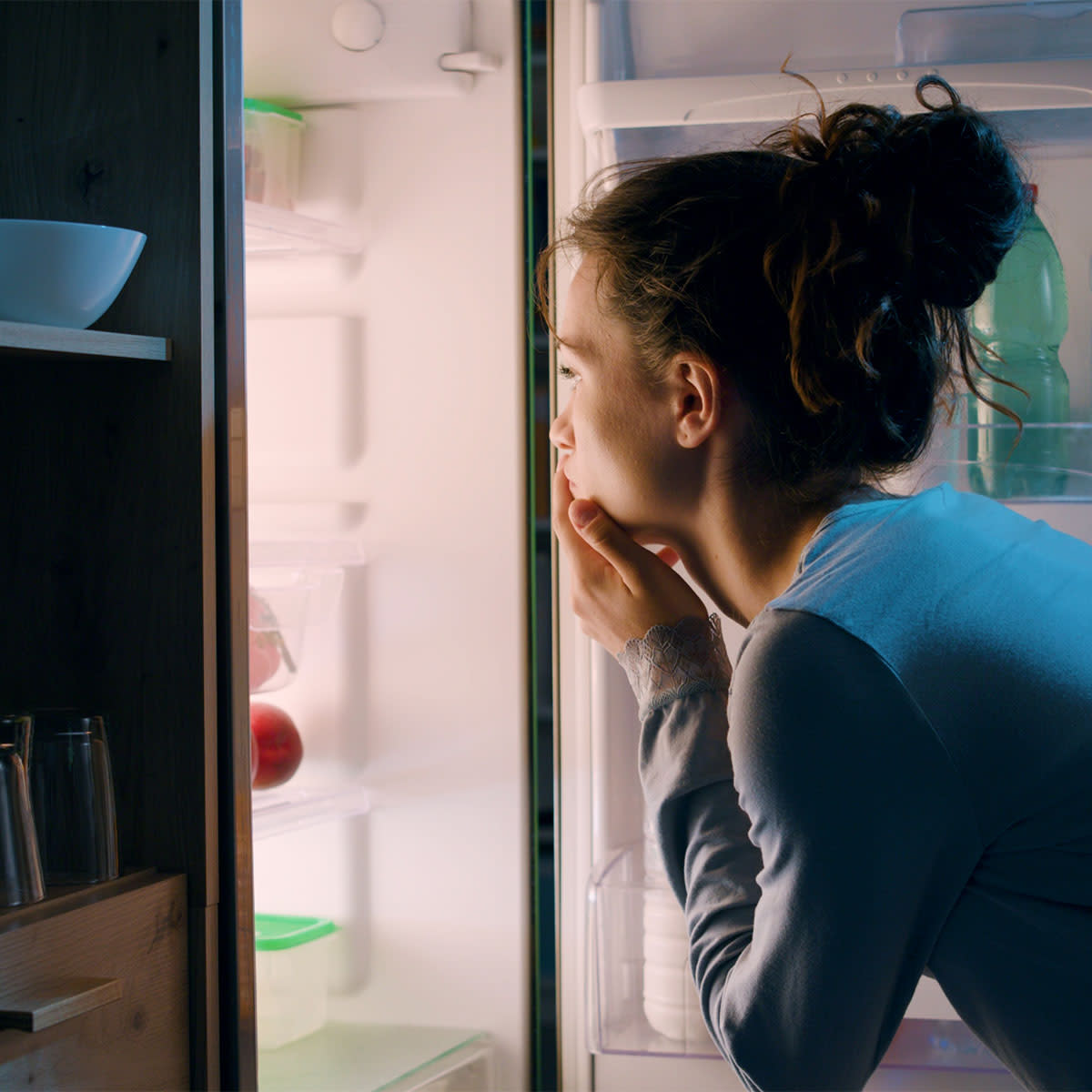 woman searching for late night snack