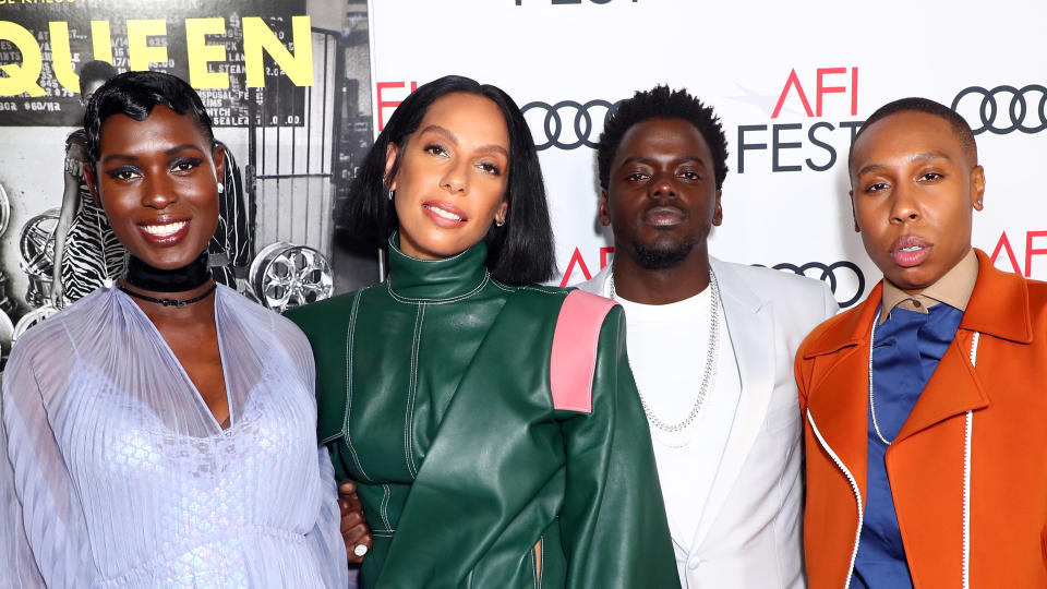 Jodie Turner-Smith, Melina Matsoukas, Daniel Kaluuya, and Lena Waithe attend the world premiere of "Queen & Slim" on November 14, 2019. (Photo by Joe Scarnici/Getty Images for Audi)