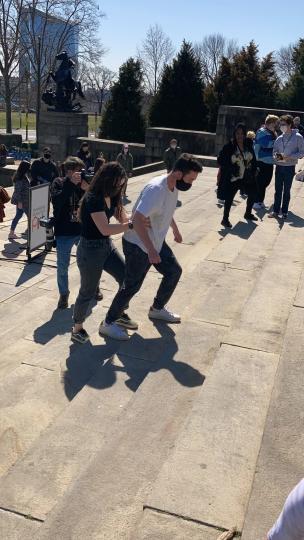 Chase walked up the Rocky steps (Collect/PA Real Life)