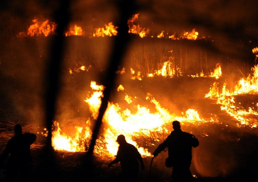 A 2012 brush fire in Worcester, Massachusetts.