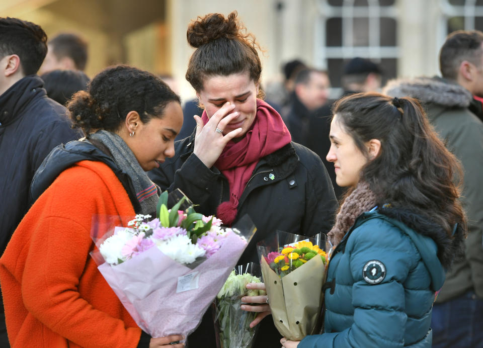 People at a vigil in Guildhall Yard, London, to honour the victims off the London Bridge terror attack, as well as the members of the public and emergency services who risked their lives to help others after a terrorist wearing a fake suicide vest went on a knife rampage killing two people, was shot dead by police on Friday.