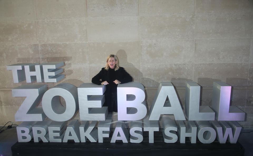 Zoe Ball outside Wogan House in London after her first morning hosting the BBC 2 Breakfast Show. (Photo by Yui Mok/PA Images via Getty Images)