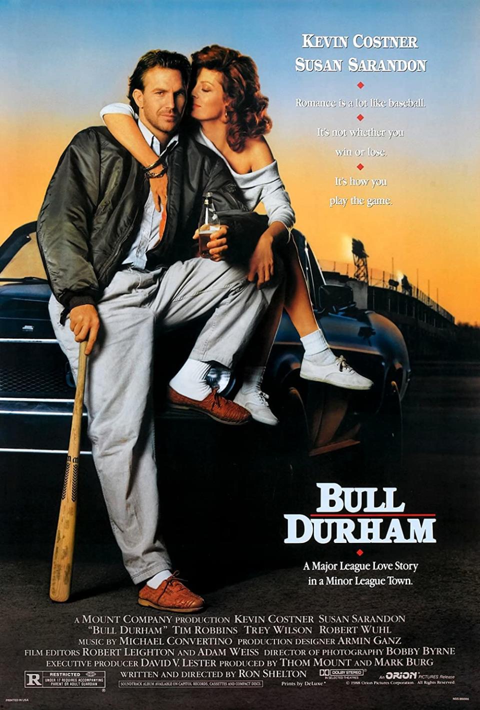 Bull Durham movie poster; best baseball movies