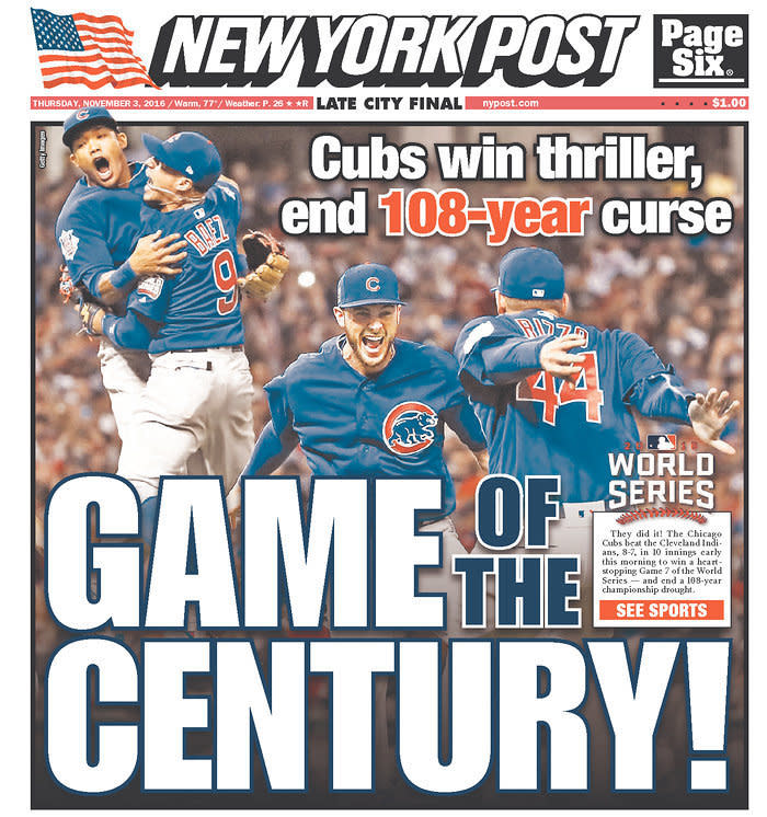 Never one for subtlety, the NY Post actually made a pretty fair assessment: Game 7 was one of the most exciting finals in baseball history.&nbsp;