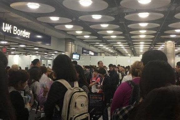 Delay: A border queue at Heathrow airport