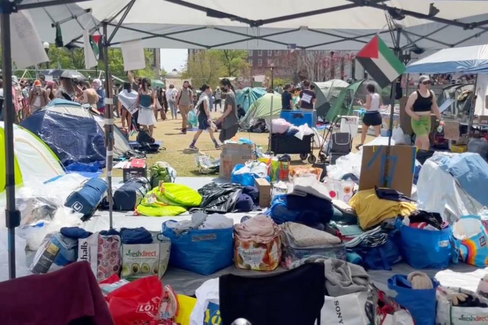 Supplies seen in one of the tents at Columbia’s encampment. Rikki Schlott/NY Post