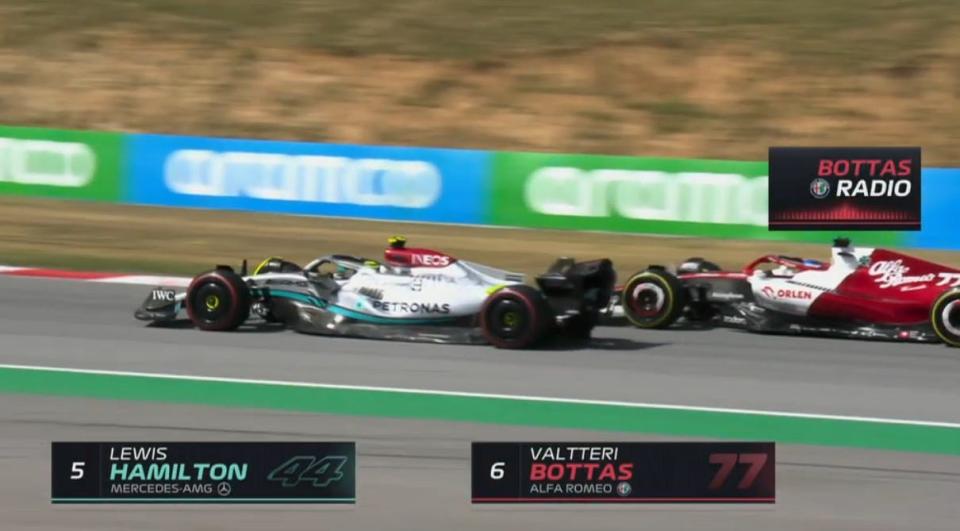 Lewis Hamilton passes Valtteri Bottas
