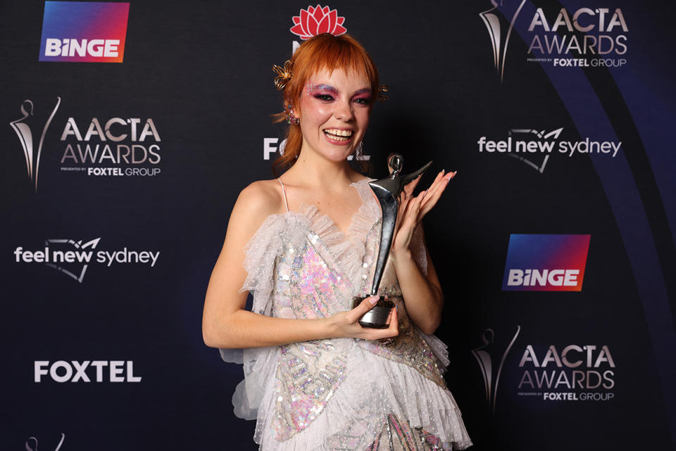 Chloe after winning the AACTA Audience Choice Award for Best Actress at the 2022 AACTA Awards. Photo: Getty