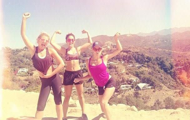 Vanessa Hudgens and her pals pose for a photo mid-hike. Source: Instagram