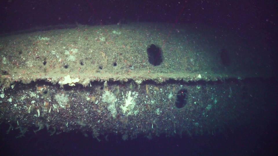 Close-up of HMS Thistle submarine wreck