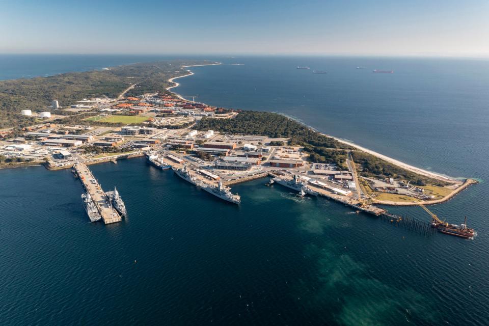 The Royal Australian Navy frigate HMAS <em>Perth</em> berths alongside Fleet Base West in September 2022, following a Regional Presence Deployment in which the ship engaged with a number of regional allies in various exercises and port visits. <em>Australian Department of Defense</em>