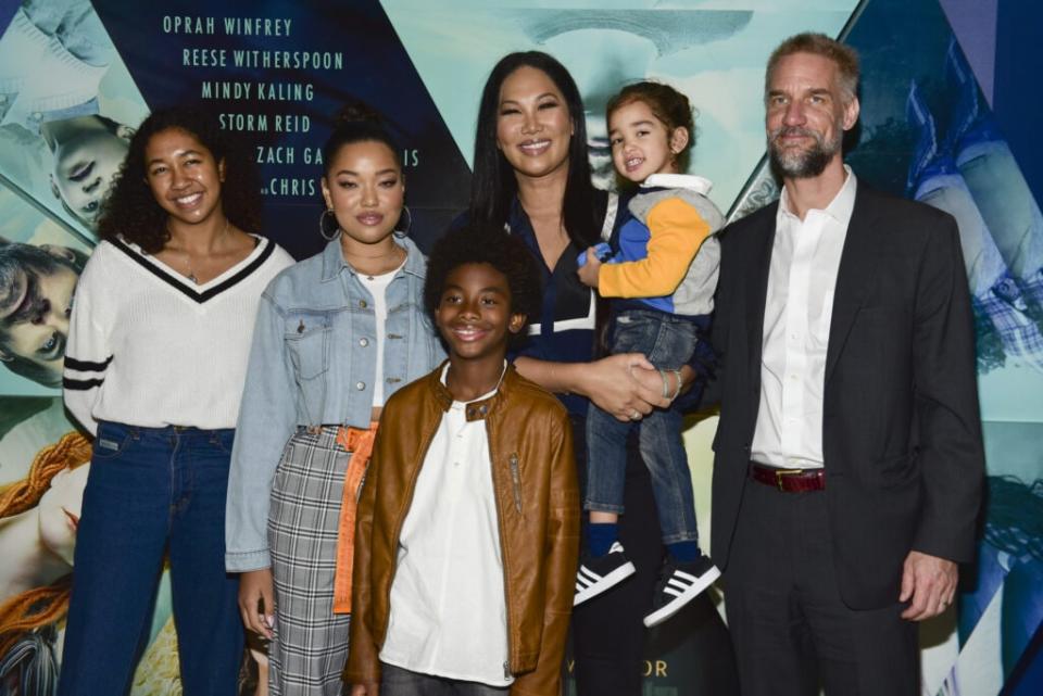 Aoki Lee Simmons, Ming Lee Simmons, Kenzo Lee Hounsou, Kimora Lee Simmons, Wolf Lee Leissner and Tim Leissner Host Special Screening Of “A Wrinkle In Time” For Disadvantaged Youth at Cinemark Los Angeles – Baldwin Hills 15 & XD on March 10, 2018, in Los Angeles. (Photo by Rodin Eckenroth/Getty Images)