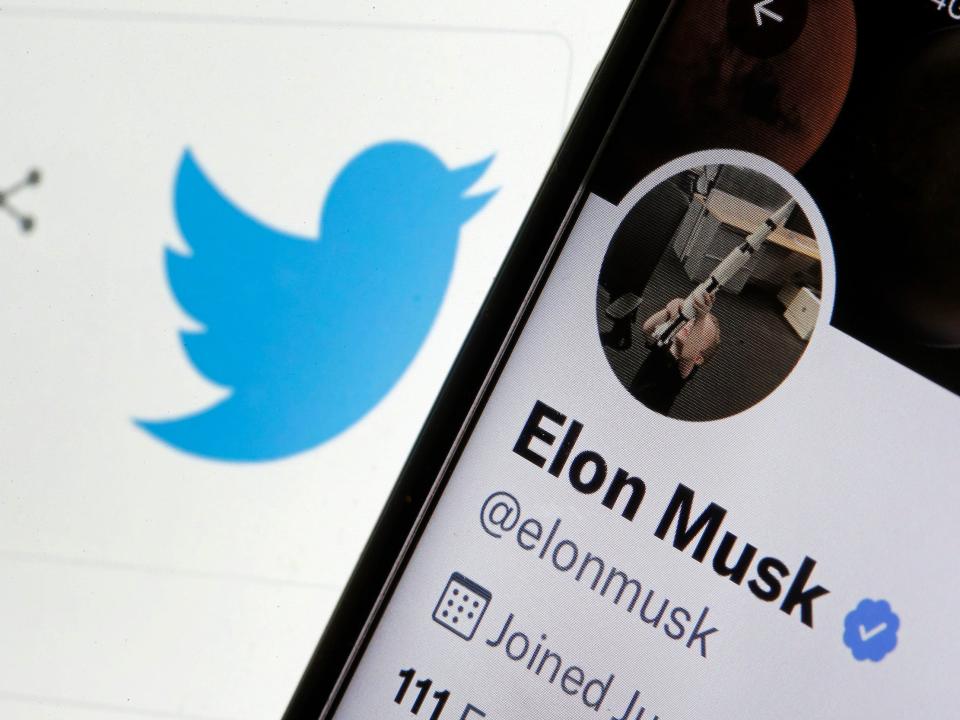 Elon Musk's Twitter account with Twitter logo.