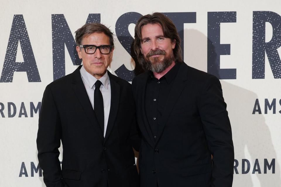 David O Russell and Christian Bale attend the European premiere of Amsterdam at the Odeon Luxe Leicester Square, London. (Ian West/PA) (PA Wire)