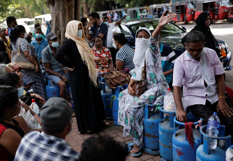 Domestic gas lines continue due to a shortage, amid the country's economic crisis, in Colombo