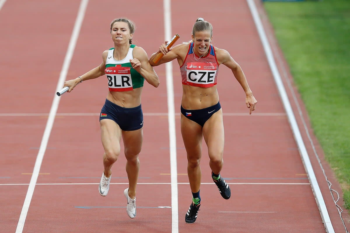 A Belarusian coach has been charged by the Athletics Integrity Unit in relation to the case of sprinter Krystsina Tsimanouskaya (left) (Martin Rickett/PA) (PA Archive)