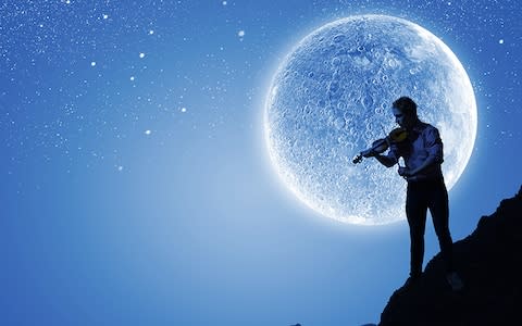 A violinist playing under the moonlight - Credit: AP