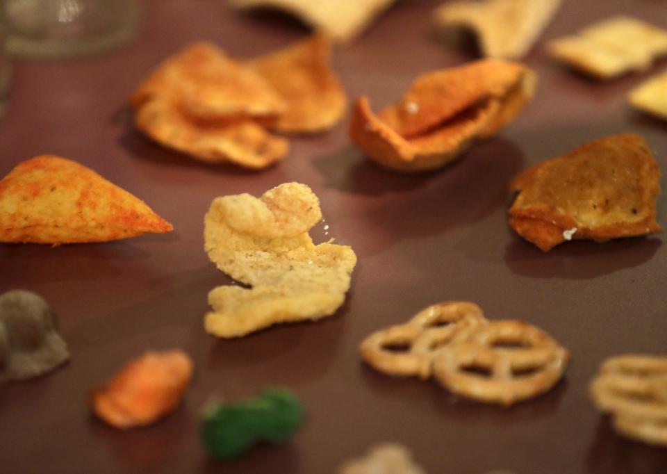 Conjoined Doritos, Fritos and pretzels are among the items Tim Arnoldussen has in his collection.