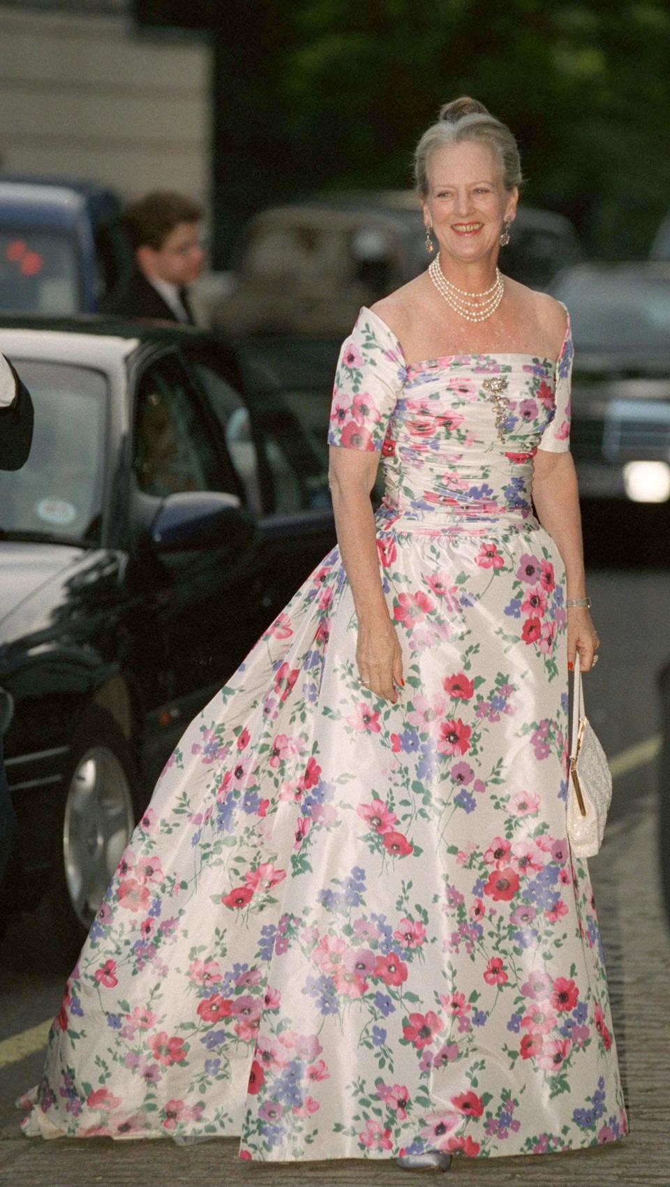 queen margrethe wearing floral dress