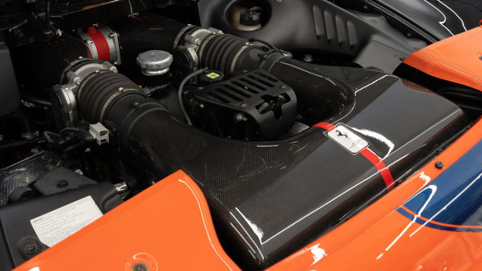 The 4.5-liter naturally aspirated V-8 in a 2015 Ferrari 458 Speciale Aperta.