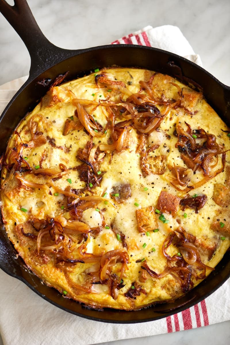 <span><a href="https://www.thekitchn.com/recipe-french-onion-frittata-246166" rel="nofollow noopener" target="_blank" data-ylk="slk:French Onion Frittata;elm:context_link;itc:0;sec:content-canvas" class="link ">French Onion Frittata</a> Credit: <a href="https://www.apartmenttherapy.com/authors/joe" rel="nofollow noopener" target="_blank" data-ylk="slk:Joe Lingeman;elm:context_link;itc:0;sec:content-canvas" class="link ">Joe Lingeman</a></span> <span class="copyright">Credit: <a href="https://www.apartmenttherapy.com/authors/joe" rel="nofollow noopener" target="_blank" data-ylk="slk:Joe Lingeman;elm:context_link;itc:0;sec:content-canvas" class="link ">Joe Lingeman</a></span>