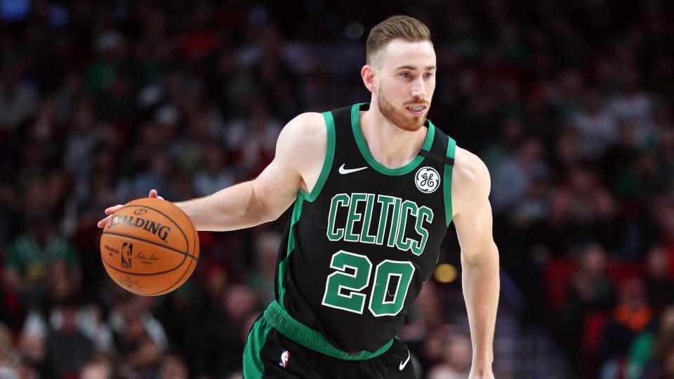 PORTLAND, OREGON - FEBRUARY 25: Gordon Hayward #20 of the Boston Celtics dribbles with the ball in the first quarter against the Portland Trail Blazers during their game at Moda Center on February 25, 2020 in Portland, Oregon.