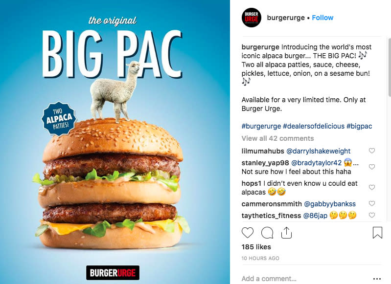 The announcement on Burger Urge’s Instagram page. Source: Instagram