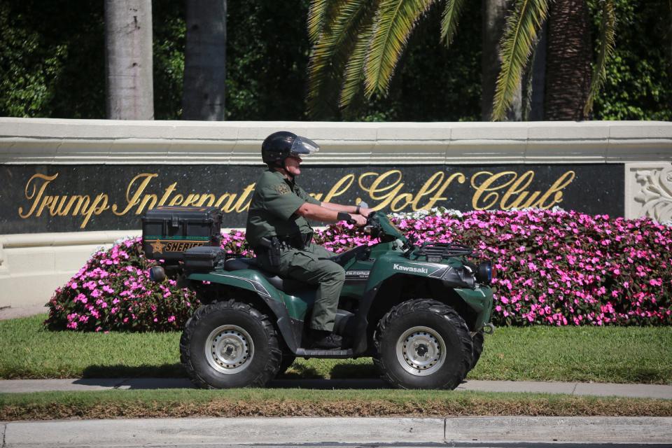 PBSO patrols the perimeter of Trump International Golf Club in West Palm Beach during President Donald Trump's visit Friday, April 14, 2017.