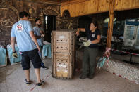 <p>Members of Four Paws International check monkeys and other animals at a zoo in the southern Gaza Strip city of Khan Younis on Aug. 23, 2016. (Nidal Alwaheihi/Pacific Press/LightRocket via Getty Images) </p>