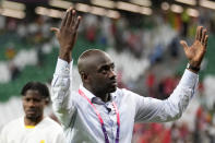 Ghana's head coach Otto Addo celebrates after the World Cup group H soccer match between South Korea and Ghana, at the Education City Stadium in Al Rayyan , Qatar, Monday, Nov. 28, 2022. (AP Photo/Luca Bruno)